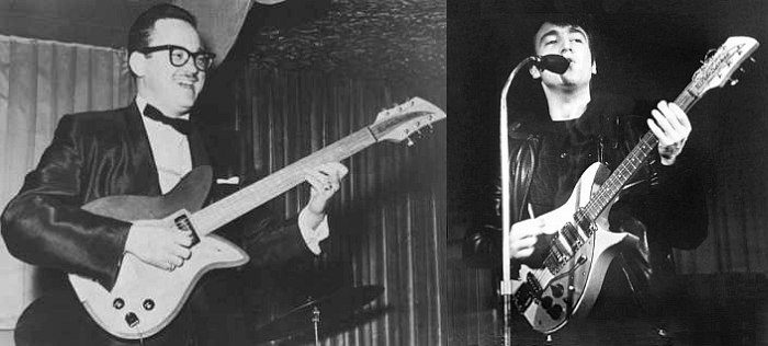 Тутс Тилеманс и Джон Леннон в 1961 с гитарами Rickenbacker